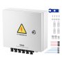 VEVOR PV Combiner Box, 6 String, Solar Combiner Box with 15A Rated Current Fuse 125A Circuit Breaker Lightning Arrester and Solar Connector, Steel Case for On / Off Grid Solar Panel System, IP65
