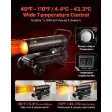 VEVOR 125000 BTU Forced Air Kerosene Diesel Heater, Portable Torpedo Space Heater with Wheels & Adjustable Temp, Blower-Type for Jobsite/Garage/Warehouse/Workshop Construction /Outdoor Heating,Black