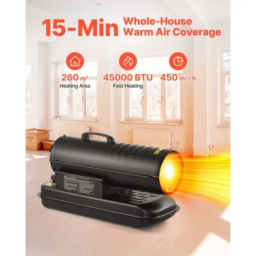 VEVOR 45000 BTU Forced Air Kerosene Diesel Heater, Portable