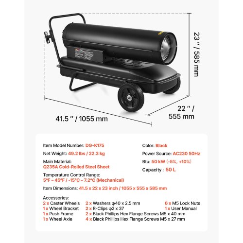 Diiselsoojapuhur 50 kW, ratastel, 190 l paagiga — pilt 7