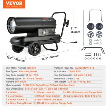 VEVOR 70000Btu Kerosene/Diesel Forced Air Torpedo Space Heater with Thermostat