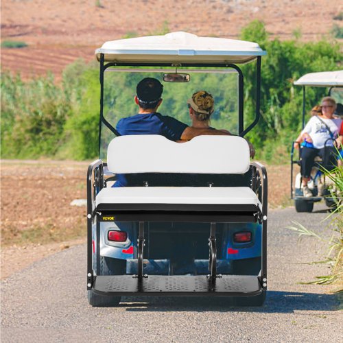 VEVOR Golf Cart Rear Seat, Club Car Rear Seat for Yamaha G14, G16, G19, G22 Golf Cart, Heavy Duty Golf Cart Back Seat 1102 lbs Capacity, White Steel Golf Cart Flip Folding Rear Back Seat Kit
