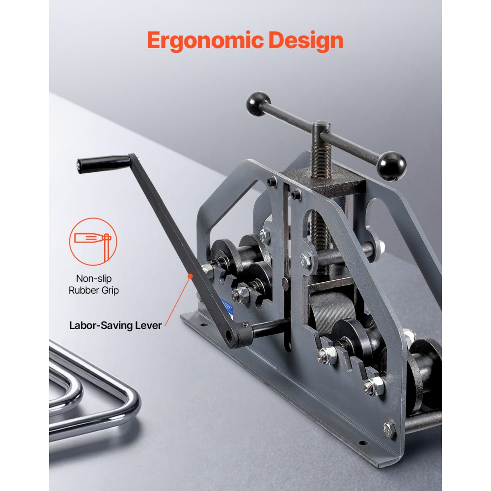 VEVOR Tube Roller Bender, Max 1-1/2" Manual Tube Pipe Roller Bender with 6 Dies, 360° Copper Aluminum Pipe Bending Tool for Square, Round Tube & Flat Bar, Ideal for HVAC Air Conditioning Auto Repair