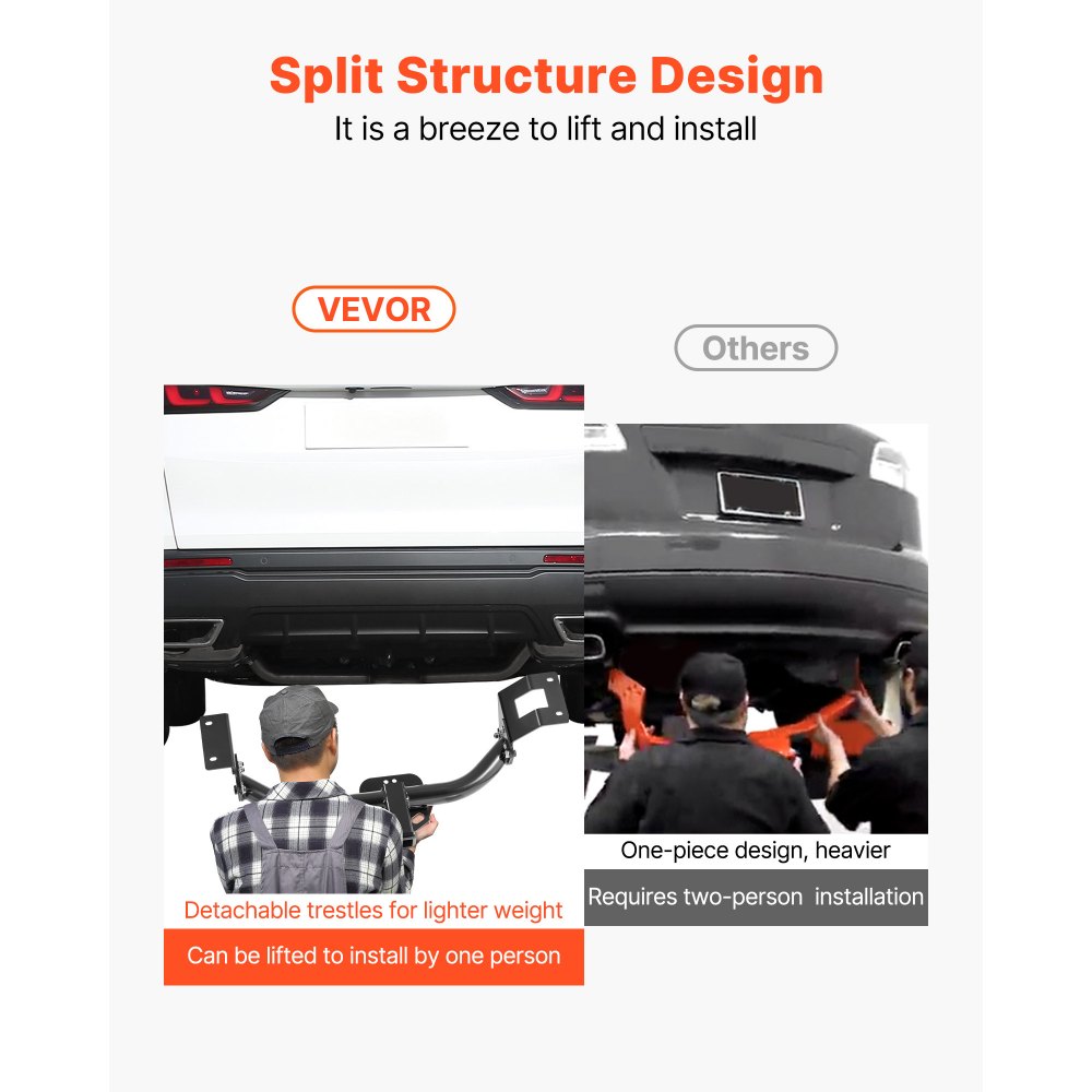 VEVOR Class 3 Trailer Hitch, 2-Inch Receiver, 6000 lbs, Q345B Steel Tube Frame, Compatible with 2012-2016 Honda CR-V, Multi-Fit Hitch to Receive Ball Mount, Cargo Carrier, Bike Rack, Tow Hook, Black