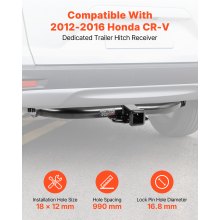 VEVOR Class 3 Trailer Hitch Tow Hitch with 2" Receiver for 2012-2016 Honda CR-V