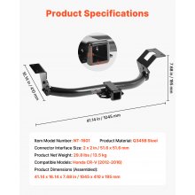 VEVOR Class 3 Trailer Hitch Tow Hitch with 2" Receiver for 2012-2016 Honda CR-V