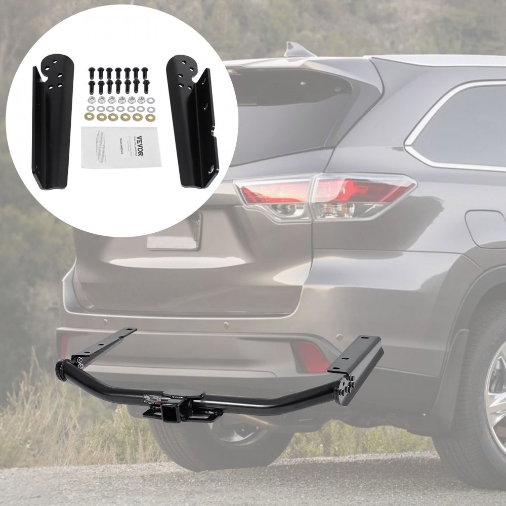 VEVOR Class 3 Trailer Hitch, 2-Inch Receiver, Compatible with 2014-2019 Toyota Highlander, Q345B Steel Tube Frame, Multi-Fit Hitch to Receive Ball Mount, Cargo Carrier, Bike Rack, and Tow Hook, Black