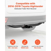 VEVOR Class 3 Trailer Hitch Tow Hitch 2" Receiver for 14-19 Toyota Highlander
