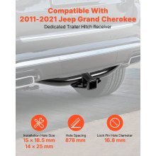 VEVOR Class 3 Trailer Hitch Tow Hitch 2" Receiver for 11-21 Jeep Grand Cherokee