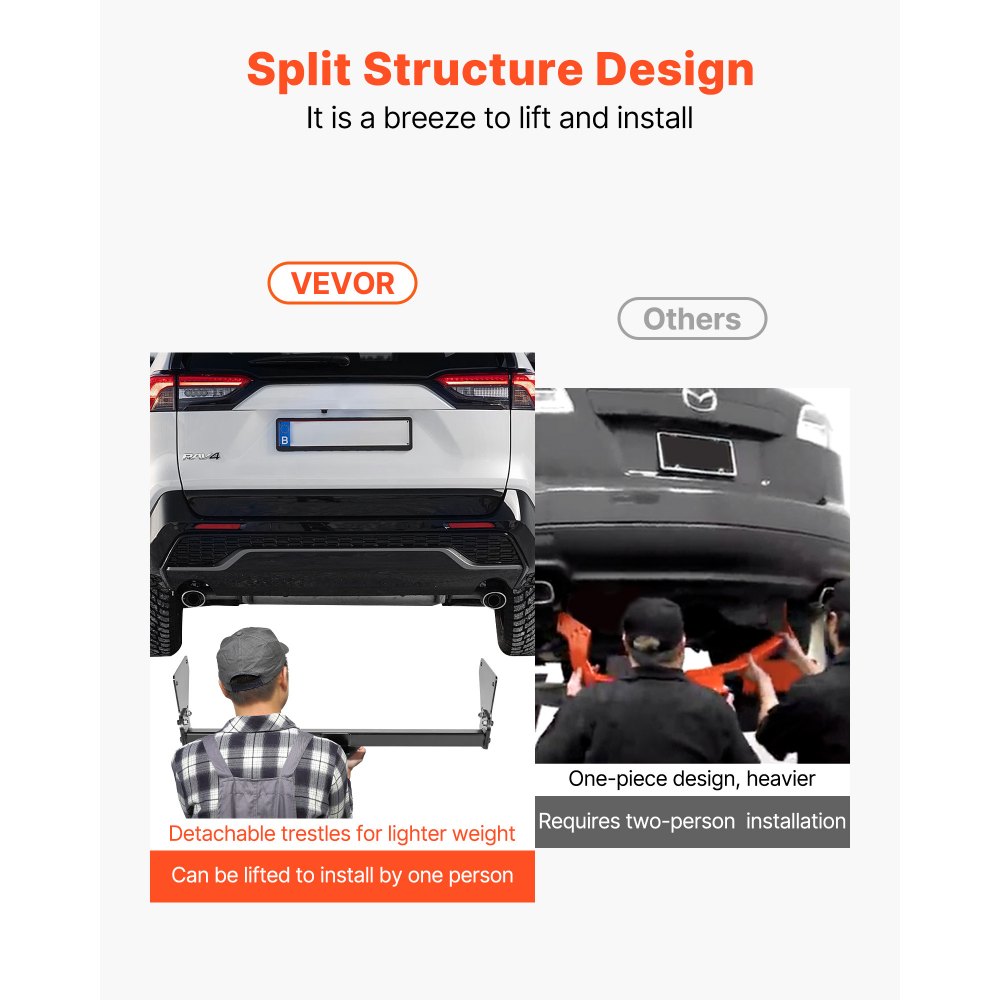 VEVOR Class 3 Trailer Hitch, 2-Inch Receiver, 6000 lbs, Q345B Steel Tube Frame, Compatible with 2020-2024 Toyota RAV4, Multi-Fit Hitch to Receive Ball Mount, Cargo Carrier, Bike Rack, Tow Hook, Black