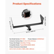 VEVOR Class 3 Trailer Hitch Tow Hitch with 2" Receiver for 2020-2024 Honda RAV4