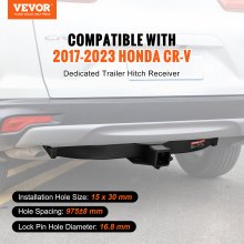 VEVOR Class 3 Trailer Hitch, 2-Inch Receiver, Q455B Steel Tube Frame, Compatible with 2017-2023 Honda CR-V, 6000 lbs, Multi-Fit Hitch to Receive Ball Mount, Cargo Carrier, Bike Rack, Tow Hook, Black