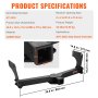 VEVOR Class 3 Trailer Hitch, 2-Inch Receiver, Q455B Steel Tube Frame, Compatible with 2011-2023 Jeep Grand Cherokee, Multi-Fit Hitch to Receive Ball Mount, Cargo Carrier, Bike Rack, Tow Hook, Black