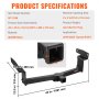 VEVOR Class 3 Trailer Hitch, 2-Inch Receiver, Q455B Steel Tube Frame, Compatible with 2019-2023 Toyota RAV4, 6000 lbs, Multi-Fit Hitch to Receive Ball Mount, Cargo Carrier, Bike Rack, Tow Hook, Black