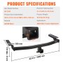 VEVOR Class 3 Trailer Hitch, 2-Inch Receiver, Q455B Steel Tube Frame, Compatible with 2020-2023 Toyota Highlander, Multi-Fit Hitch to Receive Ball Mount, Cargo Carrier, Bike Rack, and Tow Hook, Black