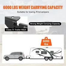 VEVOR Class 3 Trailer Hitch, 2-Inch Receiver, Q455B Steel Tube Frame, Compatible with 2020-2023 Toyota Highlander, Multi-Fit Hitch to Receive Ball Mount, Cargo Carrier, Bike Rack, and Tow Hook, Black