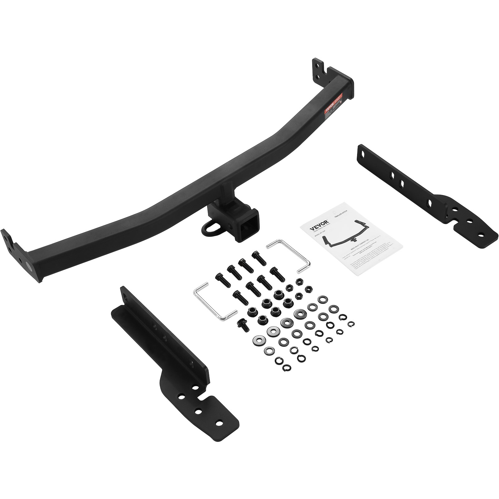 VEVOR class 3 trailer hitch with mounting hardware and installation guide.