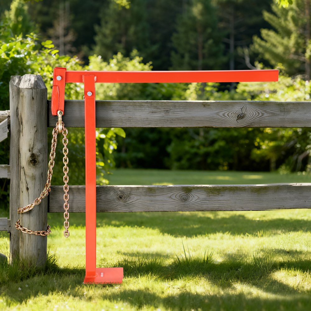 VEVOR 78 cm T Post Puller, Heavy Duty Fence Post Puller with 109.2 cm Lifting Chain, Rust-Resistant Steel, Labor-Saving T-Post Remover Tool for Round Fence Posts, Sign Posts & Tree Stumps