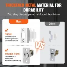 VEVOR Front Door Handle, Satin Nickel Square Handle Set with Lever Door Handle No Lock, Adjustable Hole Space, Entry Door Handle with Reversible for Right and Left Handed Entrance and Front Door