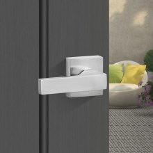 VEVOR Entry Door Handle Satin Nickel Square Handle Set with Door Lever No Lock