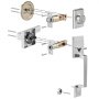 VEVOR Front Door Handle and Deadbolt Set, Satin Nickel Square Handle Set with Lever Door Handle, Single Cylinder Entry Door Handle with Reversible for Right and Left Handed Entrance and Front Door