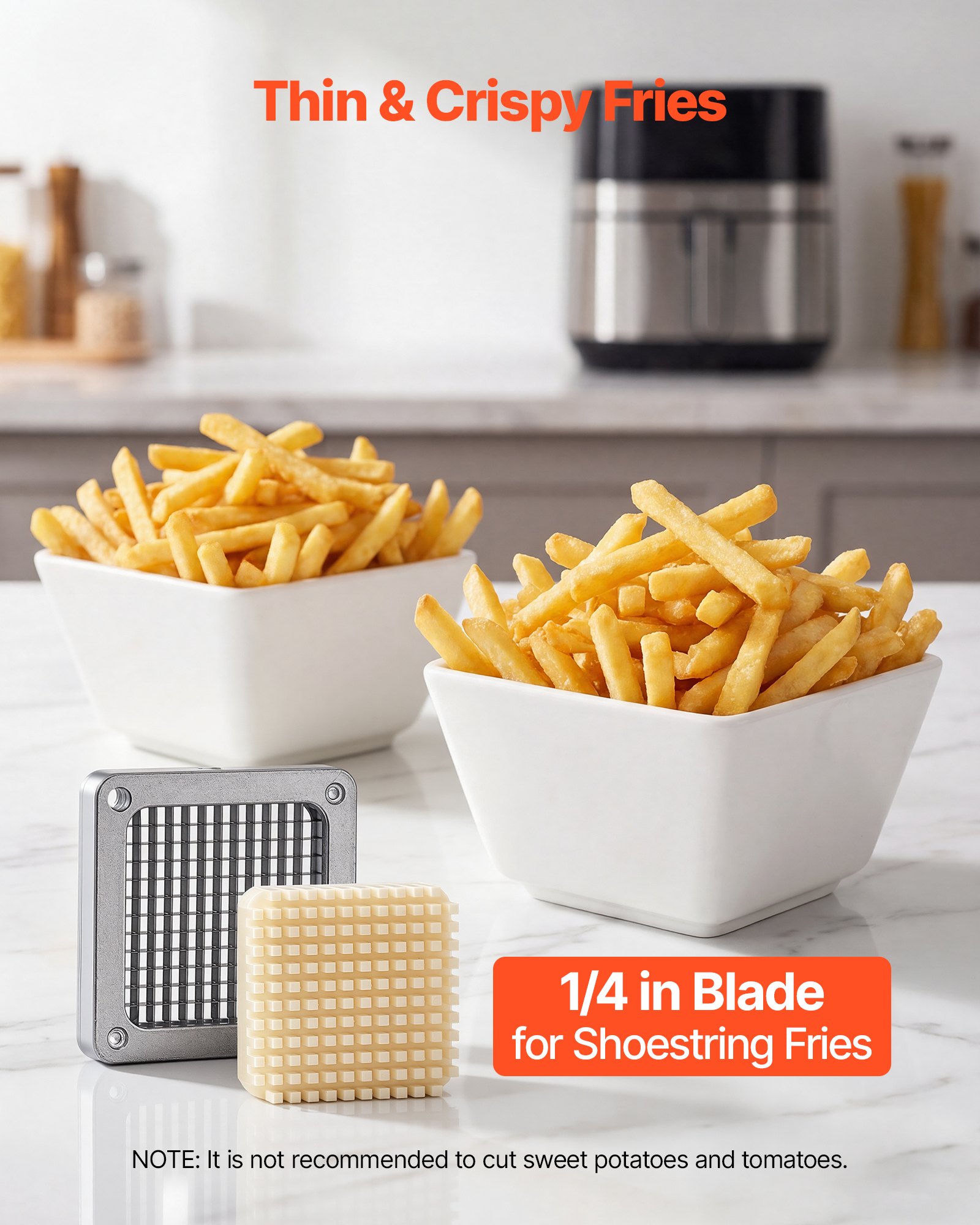 VEVOR French Fry Cutter, Commercial Vegetable Chopper with 0.6 cm 420J2 Stainless Steel Blade, Lemon Potato Dicer & Fruit Slicer, with Ergonomic Handle and Non-slip Rubber Feet, for Restaurant Kitchen