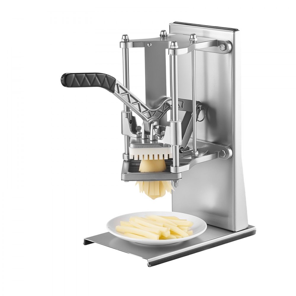 VEVOR French Fry Cutter, Commercial Vegetable Chopper with 4 Replacement Blades, 0.6 cm, 0.9 cm Blade Easy Dicer Chopper, 6-wedge Slicer and 6-wedge Apple Corer, 420J2 Stainless Steel, Wall Mount