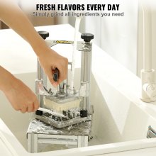 VEVOR Commercial French Fry Cutter with 4 Replacement Blades, 0.64 cm & 0.95 cm Blade Easy Dicer Chopper, 6-wedge Slicer & 6-wedge Apple Corer, Lemon Potato Cutter for French Fries with Tray and Handle