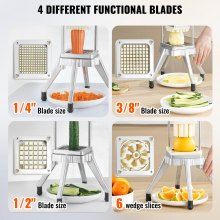 VEVOR Commercial Chopper with 4 Replacement Blades Commercial Vegetable Chopper Stainless Steel French Fry Cutter Potato Dicer & Slicer Commercial Vegetable Fruit Chopper for Restaurants & Home Kitche