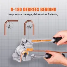 VEVOR Pipe Tube Bender, 6.35 mm, 9.53 mm, 12.7 mm OD, 3 in 1 Manual Level Tube Bender, 180° Copper Aluminum Pipes Bending Tools for HVAC Air Conditioning Refrigerator Repair