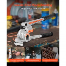 VEVOR 3 in 1 Lever Pipe Tube Bender for 1/4", 3/8", 1/2" O.D. 0-180° Bending