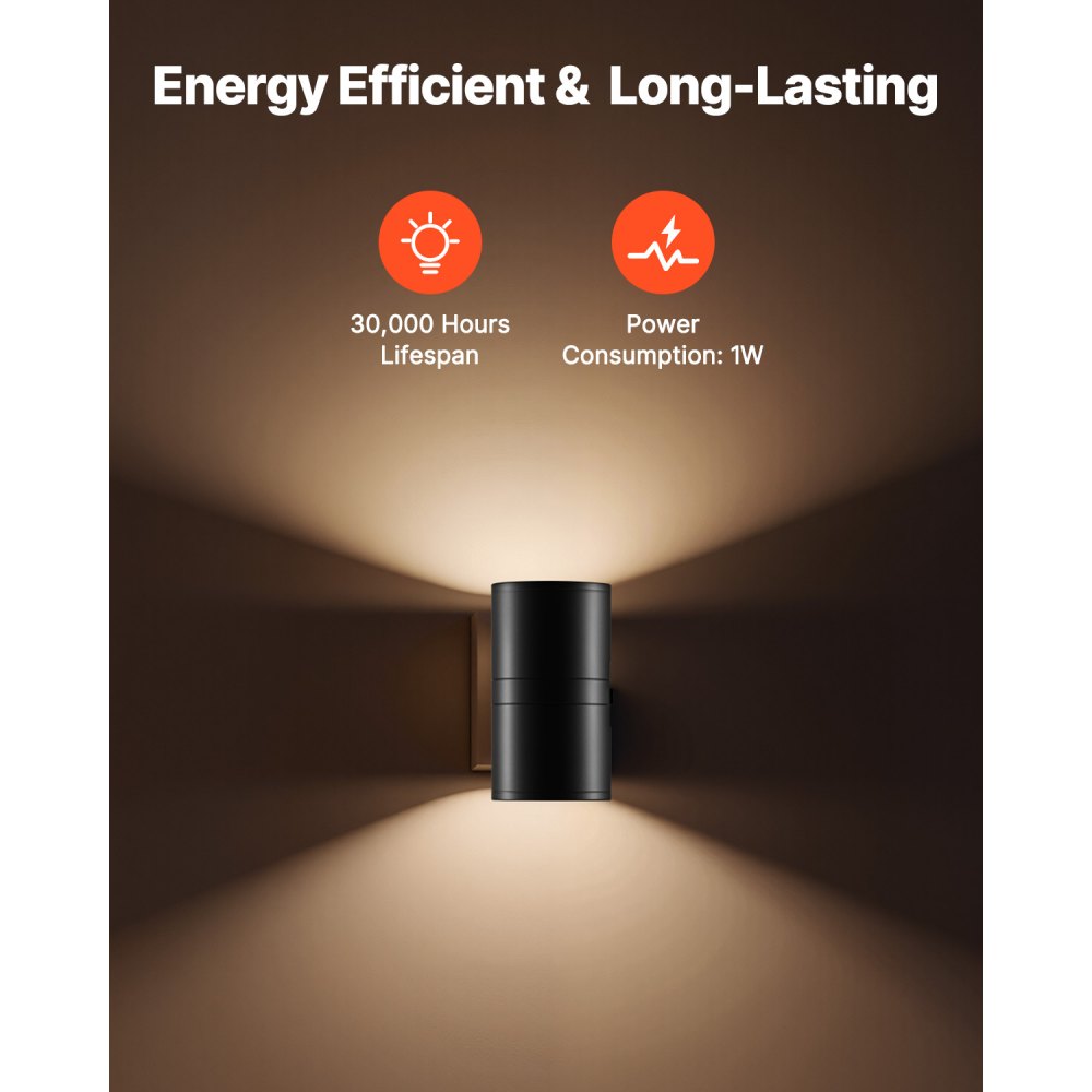 VEVOR LED Night Lights, 0-60LM Adjustable Brightness, Modern Night Lights Plug into Wall, Dusk to Dawn Sensor, 3000K Soft Warm White for Hallway Bathroom Stairway Bedroom, Black, 2 Pack