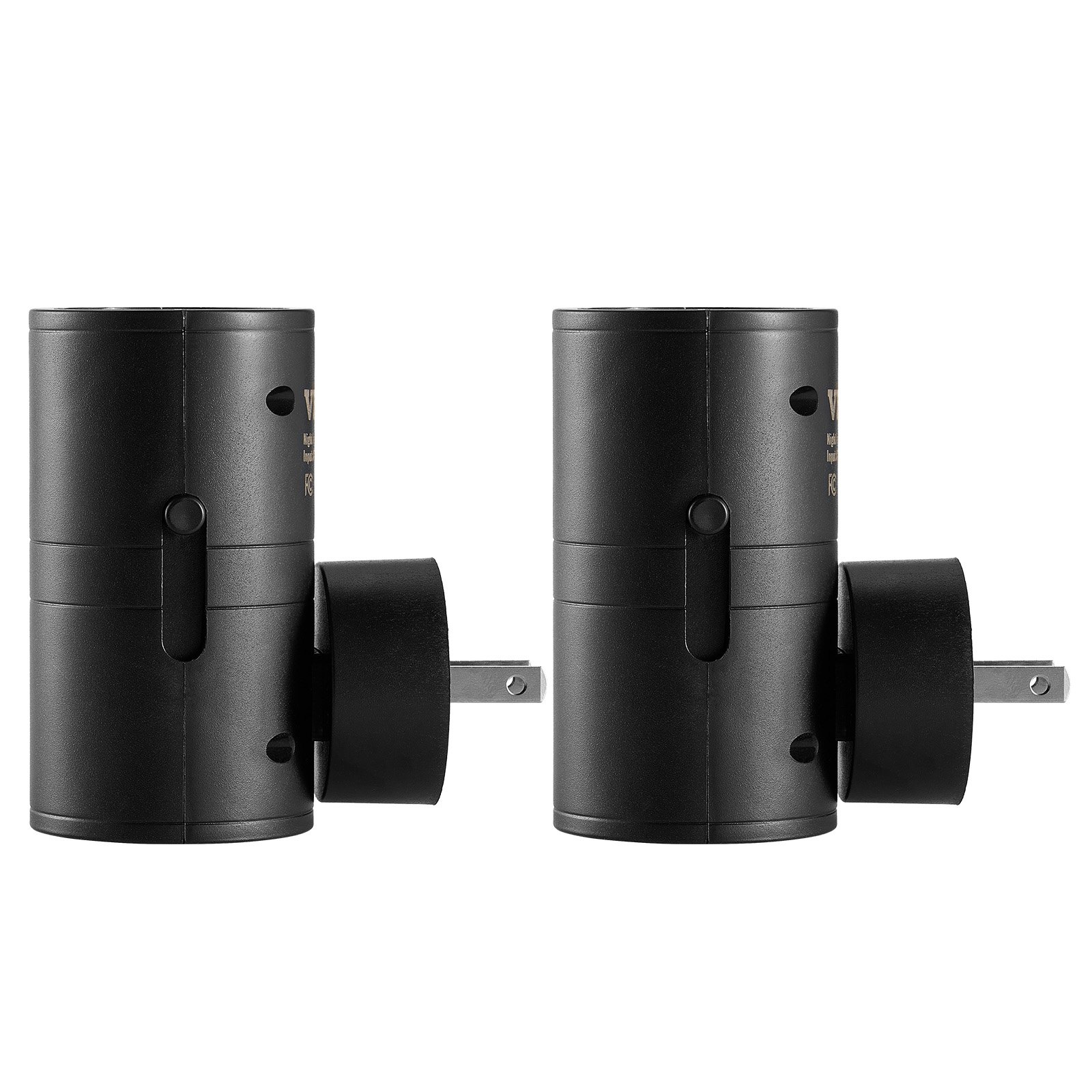 VEVOR LED Night Lights, 0-60LM Adjustable Brightness, Modern Night Lights Plug into Wall, Dusk to Dawn Sensor, 3000K Soft Warm White for Hallway Bathroom Stairway Bedroom, Black, 2 Pack