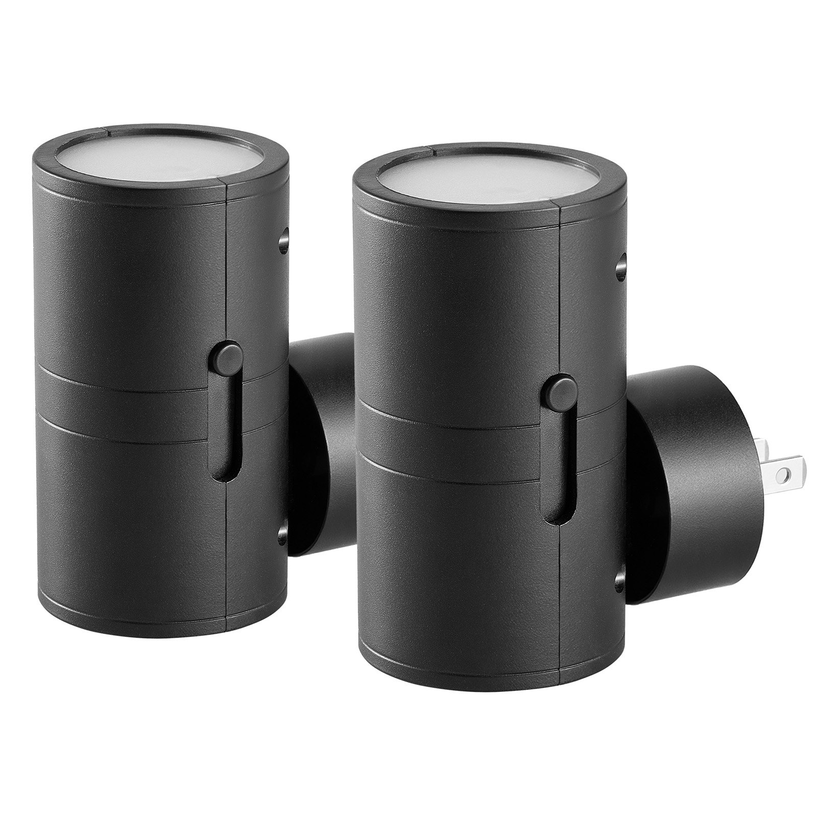 VEVOR LED Night Lights, 0-60LM Adjustable Brightness, Modern Night Lights Plug into Wall, Dusk to Dawn Sensor, 3000K Soft Warm White for Hallway Bathroom Stairway Bedroom, Black, 2 Pack