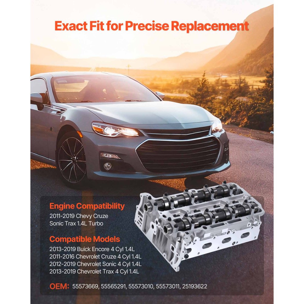 VEVOR Cylinder Head Assembly for 2011-2019 Chevy Cruze Sonic Trax 1.4L Turbo, 2013-2019 Buick Encore 4 Cyl 1.4L, Complete Engine Cylinder Head Assembly Replaces 55573669, 55565291, 55573010, 55573011