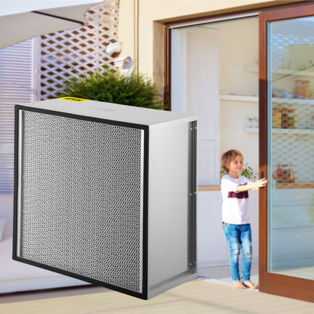 VEVOR HEPA Replacement Filter, 24\'\'x24\'\'x11.5\'\' AC Filter, True HEPA Pleated Air Filter, Air Filter Replacement with Galvanized Frame, 99.97% Standard Filter Compatible for HEPA Filter Novair 20
