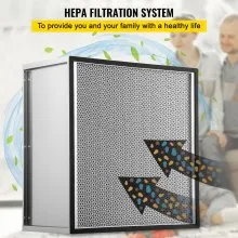 Filtro de repuesto VEVOR HEPA, filtro de CA de 24 x 24 x 11,5 pulgadas, filtro de aire plisado HEPA verdadero, reemplazo de filtro de aire con marco galvanizado, filtro estándar 99,97% compatible con filtro HEPA Novair 2000