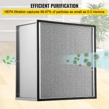Filtro de repuesto VEVOR HEPA, filtro de CA de 24 x 24 x 11,5 pulgadas, filtro de aire plisado HEPA verdadero, reemplazo de filtro de aire con marco galvanizado, filtro estándar 99,97% compatible con filtro HEPA Novair 2000