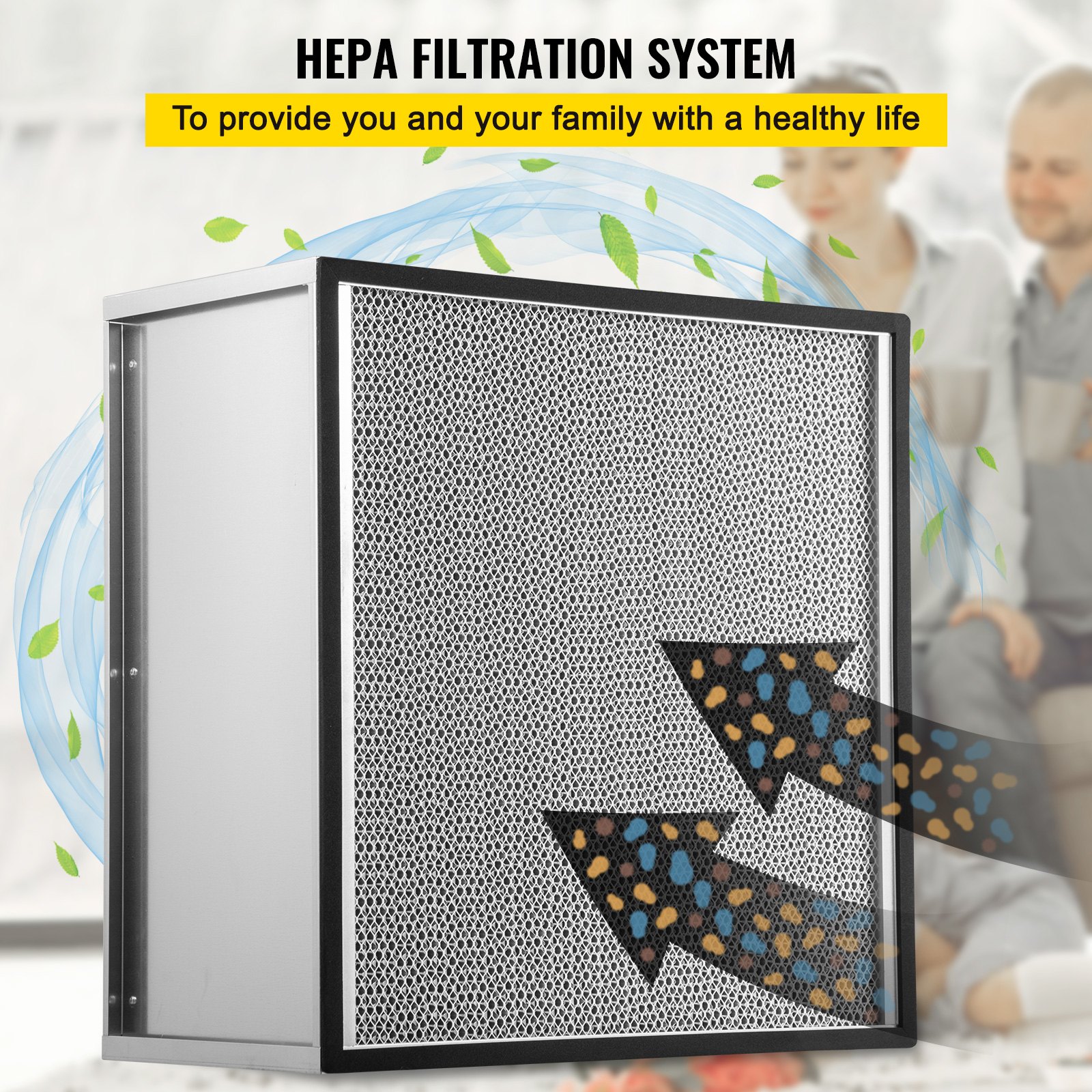 VEVOR HEPA Replacement Filter, 24\'\'x24\'\'x11.5\'\' AC Filter, True HEPA Pleated Air Filter, Air Filter Replacement with Galvanized Frame, 99.97% Standard Filter Compatible for HEPA Filter Novair 20