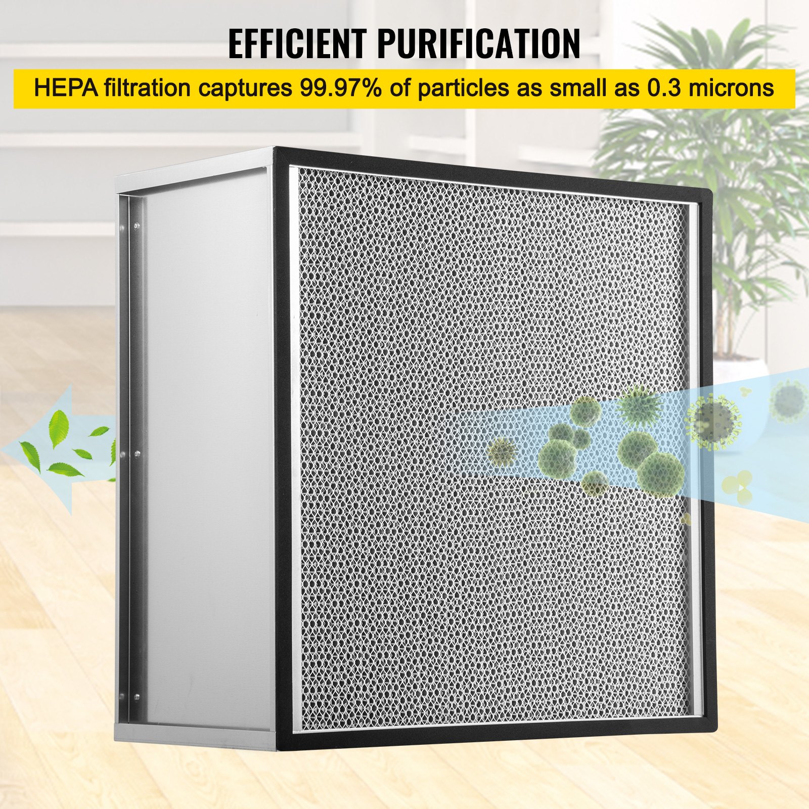 VEVOR HEPA Replacement Filter, 24\'\'x24\'\'x11.5\'\' AC Filter, True HEPA Pleated Air Filter, Air Filter Replacement with Galvanized Frame, 99.97% Standard Filter Compatible for HEPA Filter Novair 20