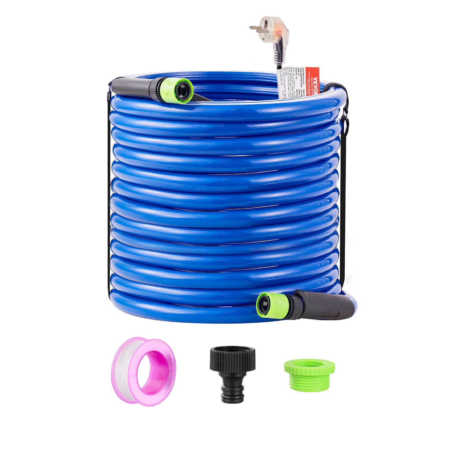 VEVOR 100ft Heated Water Hose for RV, Heated Drinking Water Hose Antifreeze to -45°F, Automatic Self-regulating, 5/8" I.D. with Quick-connect Fitting Set, Lead and BPA Free