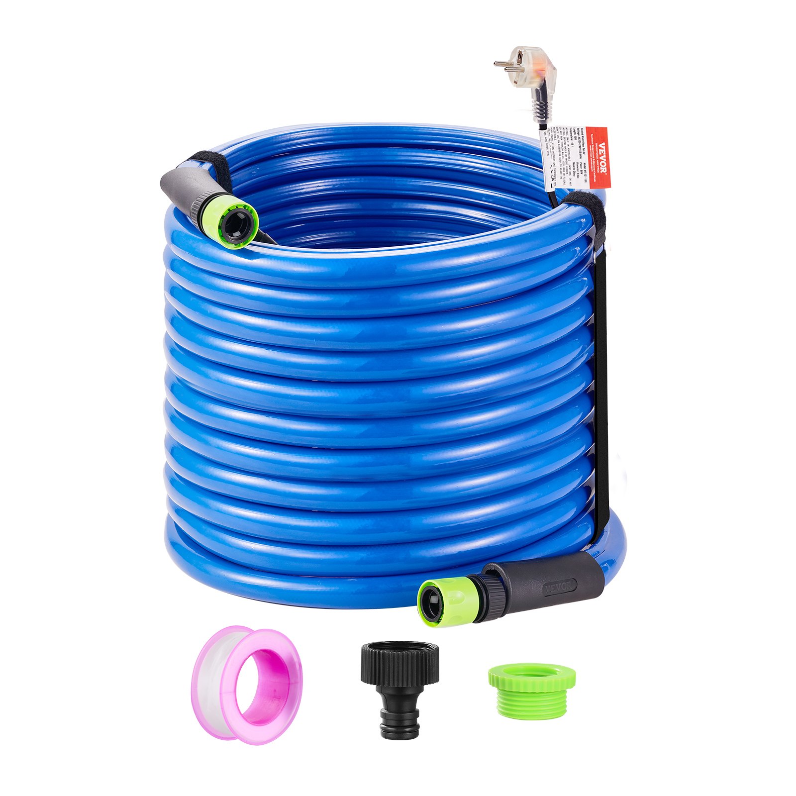 VEVOR 100ft Heated Water Hose for RV, Heated Drinking Water Hose Antifreeze to -45°F, Automatic Self-regulating, 5/8" I.D. with Quick-connect Fitting Set, Lead and BPA Free