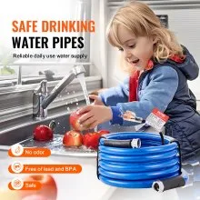 VEVOR 15ft Heated Water Hose for RV, Heated Drinking Water Hose Antifreeze to -45°F, Automatic Self-regulating, 5/8" I.D. with 3/4" GHT Adapter, Lead and BPA Free