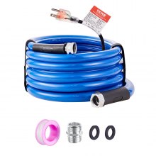 VEVOR 15ft Heated Water Hose for RV, Heated Drinking Water Hose Antifreeze to -45°F, Automatic Self-regulating, 5/8" I.D. with 3/4" GHT Adapter, Lead and BPA Free