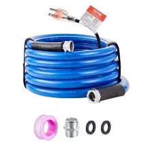 VEVOR 15ft Heated Water Hose for RV, Heated Drinking Water Hose Antifreeze to -45°F, Automatic Self-regulating, 5/8" I.D. with 3/4" GHT Adapter, Lead and BPA Free