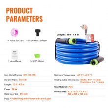VEVOR 15 fot oppvarmet vannslange for RV -45℉ Frostvæske oppvarmet drikkevannslange
