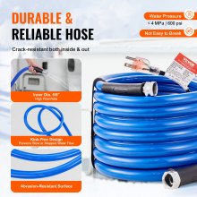 VEVOR 30ft Heated Water Hose for RV, Heated Drinking Water Hose Antifreeze to -45°F, Automatic Self-regulating, 5/8" I.D. with 3/4" GHT Adapter, Lead and BPA Free
