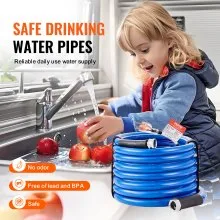 VEVOR 30ft Heated Water Hose for RV, Heated Drinking Water Hose Antifreeze to -45°F, Automatic Self-regulating, 5/8" I.D. with 3/4" GHT Adapter, Lead and BPA Free