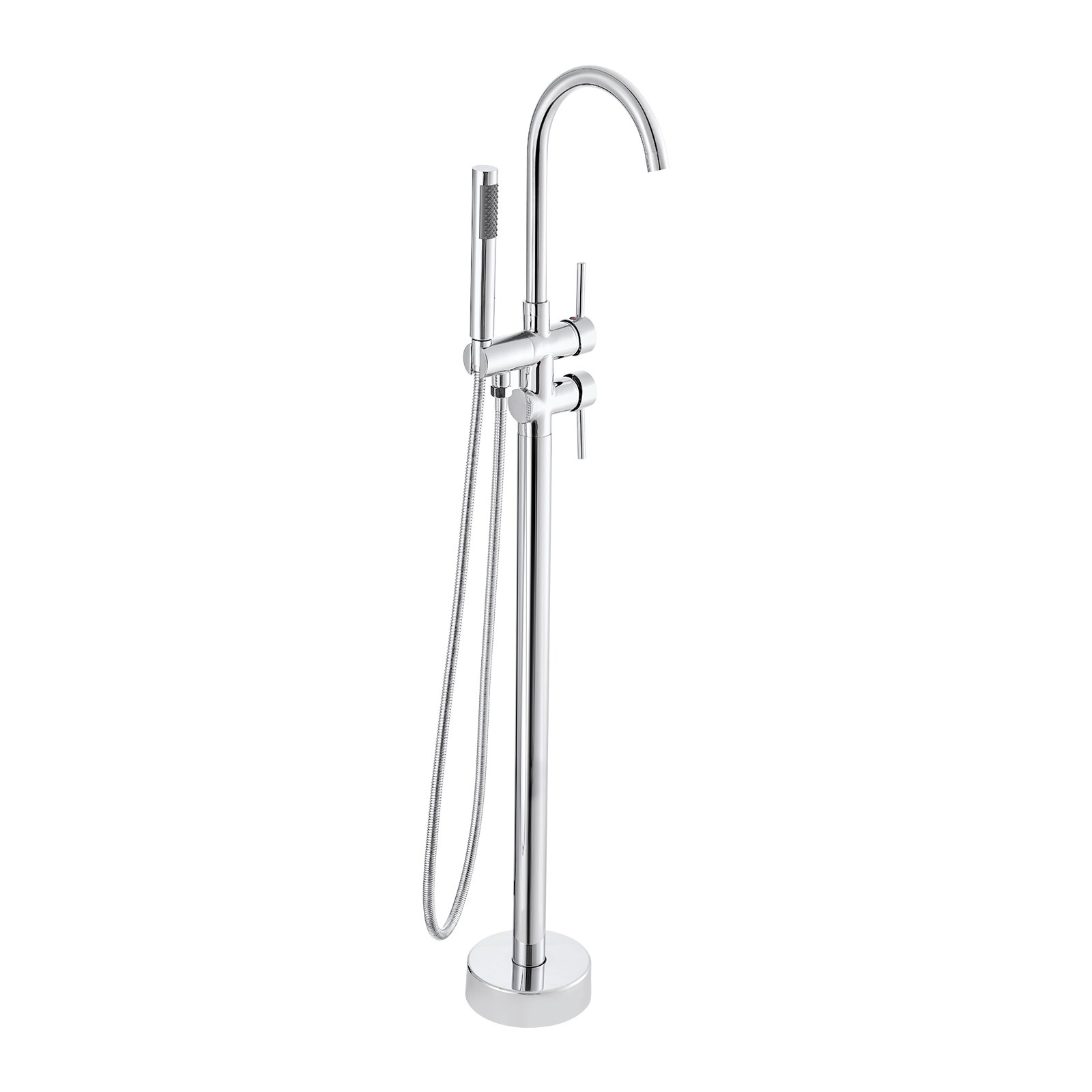 VEVOR Freestanding Bathtub Faucet, Floor Mount, Freestanding Tub Filler, Shower Mixer Taps, Two Water Modes, 360° Swivel Spout, for Bathing & Showering Pet Bathing Cleaning Drains Toilet Flushing