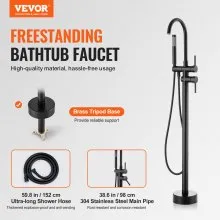 VEVOR Freestanding Bathtub Faucet, Floor Mount, Freestanding Tub Filler, Shower Mixer Taps, Two Water Modes, 360° Swivel Spout, for Bathing & Showering Pet Bathing Cleaning Drains Toilet Flushing
